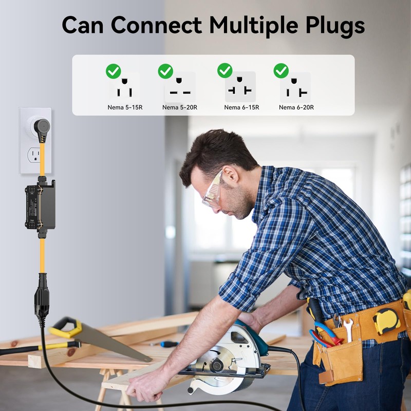 QOFOWIN AC110-250V 20A Waterproof Remote Control Switch Socket Suit,164ft Remote