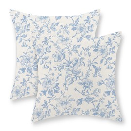 GIOPAMGO Blue Floral Pillow Covers Set of 2, Chinoiserie Flower Throw Pillow Covers Outdoor Decorative Cushion Case for Couch Sofa Home Bedroom