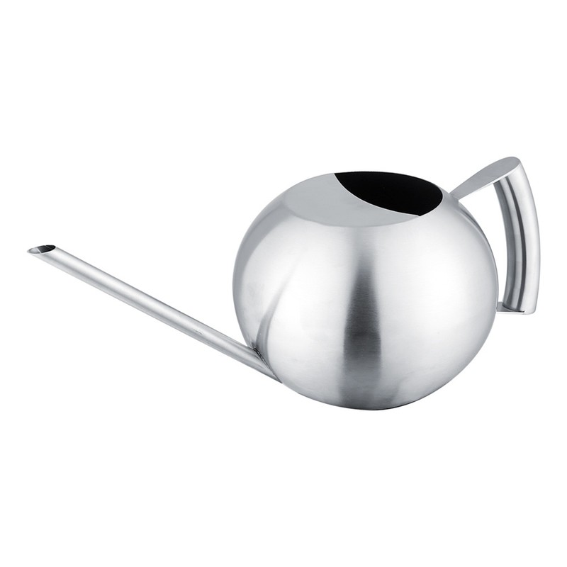 Stainless Steel Watering Can 1000mL Long Mouth Round Sprinkling Pot