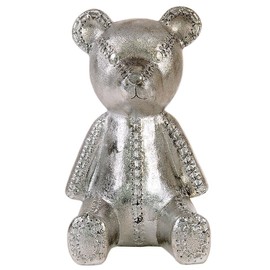 HAB & GUT -MB002- Chrome Plated Teddy Bear Money Box, Piggy Bank, Money Bank, sitting teddy bear