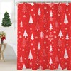 Famibay Christmas Tree Shower Curtain 180x180cm Red Christmas Bathroom Curtain