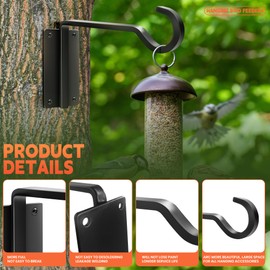 BAERFO Hanging Plant Hanger Hook Indoor(6 Inch/1 Pack) Heavy Duty Hanging Plant Bracket for Hanging Plants Outside, Metal Plant Hooks Plant Wall Hooks for Bird Feeders, Wind Chimes, Flower Baskets