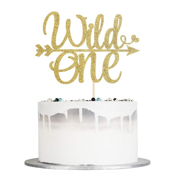 Auteby Wild One - Decoración para tarta con purpurina para bebé y primer cumpleaños