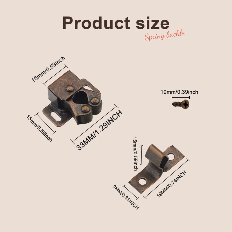 10PCS Cabinet Latch Double Roller Catch Hardware Catches Cabinet Latch