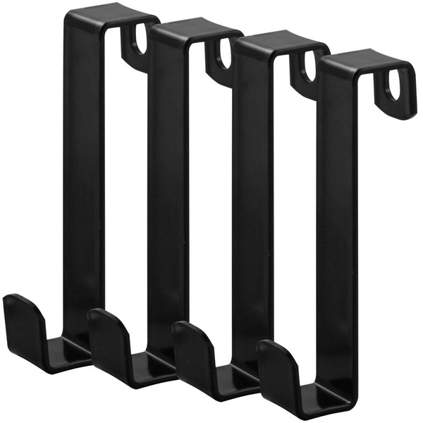 Bon Furniture Camelot Additional Hooks for Tension Rod Wall Rack, 4-Hook Set, Extra Parts, Black