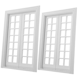 Garneck 2 x DIY Mini Doors and Windows Miniature Wooden Door Fairy Doors DIY Craft Small Door Decoration Fairy Door 1:12 Wooden Window Fairy Front Door Birch Plywood Dollhouse Child White Accessories
