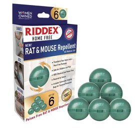 Riddex Home Rat & Mouse Rodent Spheres – Plant-Based Formula with Essential Oils – 6-Pack with Hanging Sachets – for Use Indoors, Garages, Campers, and More – Safe Around Kids and Pets