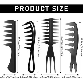 4 Sets of Anti-Static Large Tooth Texture Comb for Men's Oil Head Styling