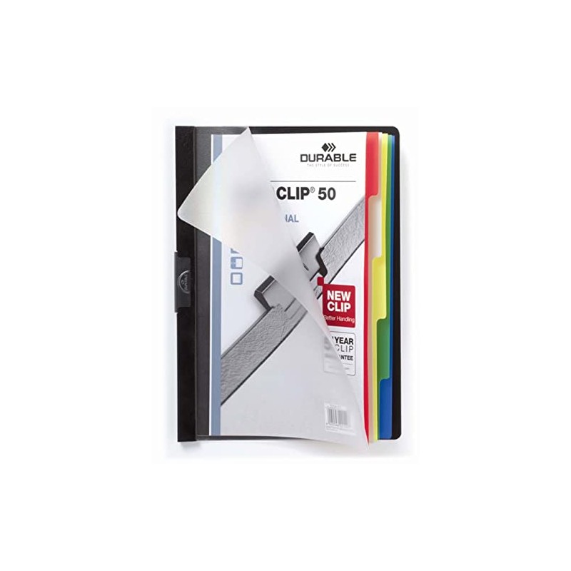 Durable Duraclip 50 Index A4 Document File with 5 Coloured