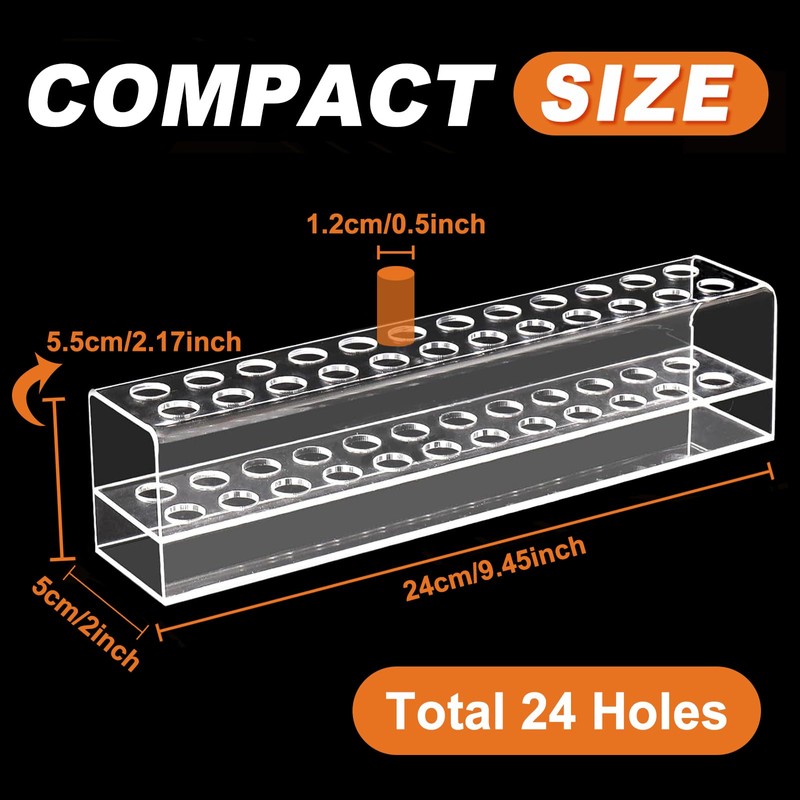 HESHUYU Acrylic Pen Display Holder 24-Slots 12mm Pen Display Stand