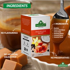 Saint Gottard – Dulce de Leche Delight Herbal Tea – Flavored Bags – Detox , Hibiscus , Rosehip , Fruity Herbal , Citrus , Caffeine-Free - Infusion with Sweet Caramel Flavor, Day or Night - (2 Pack de 20) (Caramel sauce)