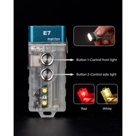 RovyVon E7 Hybrid Battery EDC Flashlight,Max 700 Lumen with Dual LED 6500K Cool White,Pocket Size USB-C Rechargeable Keychain Flashlight,Lock Mode,Power by Built-in Li-po/Replaceable AAA(White/Red)