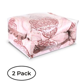 DiClavus Set of 2 Zippered Vinyl Storage Bag, 24x20x11 Inch, Clothes Bag Organizer, Space Saver PVC Comforter Clear Storage Bags for Blanket