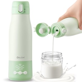 CapyBud Portable Bottle Warmer, 12Oz Cordless Travel Bottle Warmer for Breastmilk, Formula, Water, 9000mAh Long-Lasting Battery, 3Mins Fast Heating, 5 Levels Smart Temp Control, Keep Warm On The Go