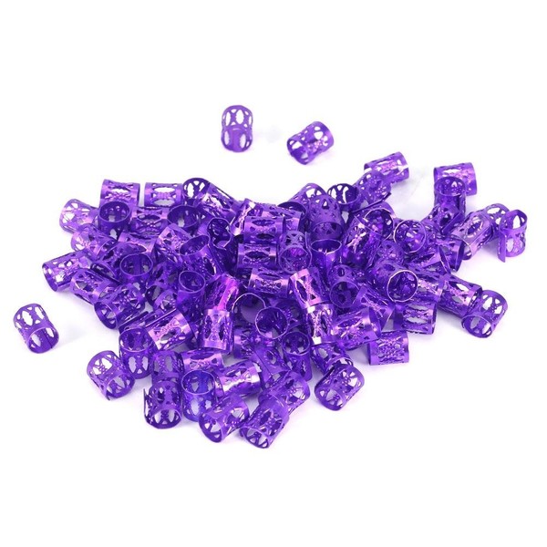 New Colourful Hair Braiding Beads Rings Cuff Styling Decoration Tools 7 100 Pieces/Bag) purple