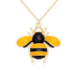 NOUMANDA Gold Insect Honey Bee Necklace Crystal Bumblebee Pendant for Women (Necklace)