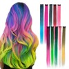 10Pcs 20" Rainbow Color Straight Hair Extensions Clip in Multi-Color