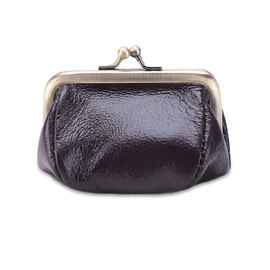 Kaaipee Coin Purse Genuine Leather Coin Case for Men and Women, dark brown