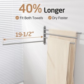 KES Extra Long Swivel Towel Bar 19.5" 4-Arm, Swing Out Towel Rack for Bathroom Wall, Hand Towel Holder for Multiple Towels, SUS304 Stainless Steel Brushed Finish, A2103S4L50-2