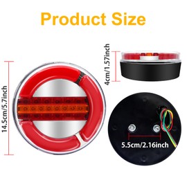 YnGia Round Trailer Light Indicator, 2PCS Truck Brake Lights Hamburger Tail Lights Flowing Turn Signal Light 24V Waterproof Truck Rear Stop Lamp for Trailer Lorry RV Caravan Van