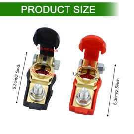 HQRNYP Universal Negative & Positive Car Battery Terminal Connector Classification Kit, Battery Cable Ends, Auto Pure Copper Terminal Clamp Connector, Auto Cable Top Post with Plastic Cover for Car RV