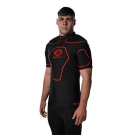 Optimum Unisex Senior Origin Protective Top Shoulder Pads - Black/Red, Small