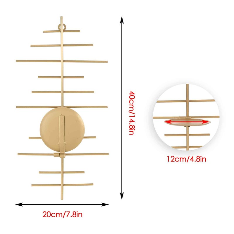 AIM & GGKK Gold Metal Candle Sconce Holder,Hanging Wall Mounted