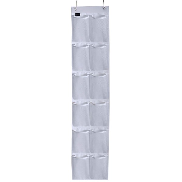 MISSLO Heavy Duty Over The Door Storage with 12 Mesh Pockets (White)