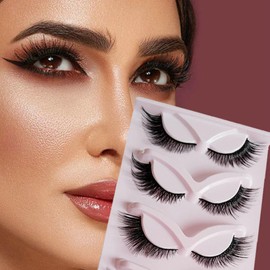 False Eyelashes, Cat's Eye, 5 Pairs, Half Eyelashes, Cat's Eye, Natural Look, Artificial Eyelashes, Cat Eye, Handmade Wispy Artificial Eyelashes (#1)