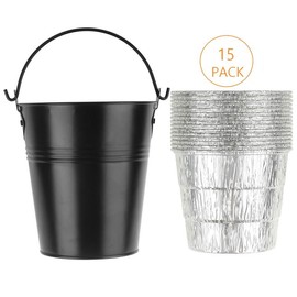 Firsgrill 15-Pack Liners & Replacement Traeger HDW152 Drip Grease Bucket for Traeger 20/22/34, Pit Boss, etc Pellets Smoke (Black 15) wood pellets