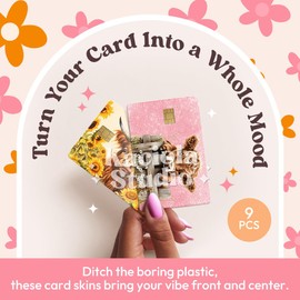 KACIOLA STUDIO 9PCS Credit Card Skin Stickers, Highland Cow Debit Card Skin Cover Waterproof Removable Decal Cover Set for Transportation Debit Gifts Women (Highland Cow)