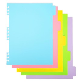 5 Pack Notebook Dividers, Colorful Durable PVC Movable Dividers, Blank Tabbed Dividers, Only Suitable for 18-Ring Twin Spiral Binding Notebooks for School Office and Home Organization (7.28"x9.8")