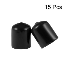 sourcing map 15pcs Rubber End Caps 19mm(3/4") ID Vinyl Round End Cap Cover Screw Thread Protectors Black