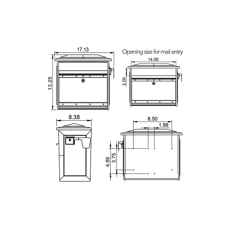 Gibraltar Mailboxes Mailsafe Medium Capacity Aluminum White, Wall-Mount Mailbox, MSK0000W