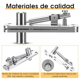 Bisagra oculta para puerta con rotación de 360 ​​grados, Bisagra oculta para puerta de 570 libras, bisagra de pivote oscilante de hardware para de madera y secreta (Plata)