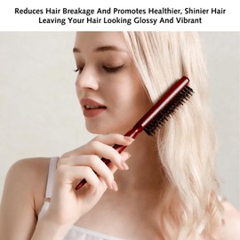 2 Pcs Boar Bristle Hair Brush, Comb and Shear Tools Comfortable Grip Easy to Carry, Suitable for Trimming and Combing Long Thick Curly Thin Thick Hair Beard