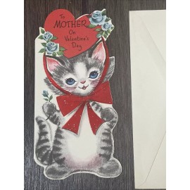 Vtg Valentine’s Day Card Kitten Cat Anthropomorphi
