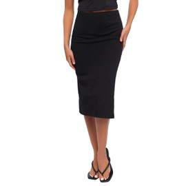 Forever 21 Women's Side-Slit Midi Skirt Black