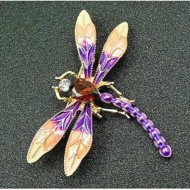 Unbranded Bubble Jewel DRAGONFLY Rhinestone Retro Style Necklace Pendant Brooch Purple
