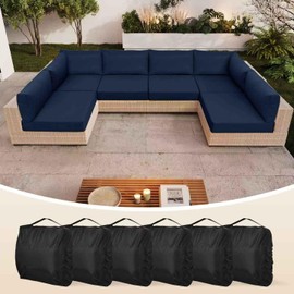 YEFU 14 Piece Outdoor Replacement Cushion for Patio Furniture, Patio Furniture Cushions TPU-Waterproof, Olefin Fabric Fade-Resistant, Outdoor Cushions for Patio Furniture of 6-Seat Rattan Wicker