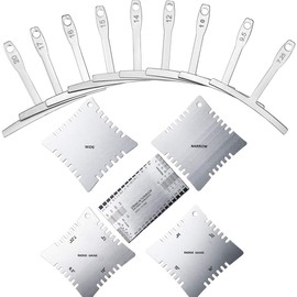 TIMESETL 14Pcs Guitar Luthier Tools Set Including Understring Guitar Radius Gauge, String Action Ruler Gauge, Guitar Notched Radius Gauges Guitar Set Up Tool Kit for Guitar and Bass Setup