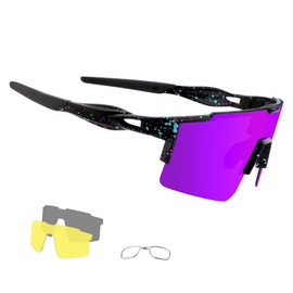 OULIQI Cycling Glasses Men Women Polarised Sunglasses Sports Glasses TR90 Unbreakable MTB UV400 Safety Glasses Sports Glasses Quick Glasses with 3 Interchangeable Lenses for Cycling Running Golf