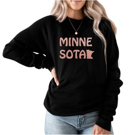 Minnesota Sweatshirt for Women Men, Minnesota Gift Home State Travel Trip Ultra Soft Unisex Crewneck Black (Rose Gold-Glitter, XL)
