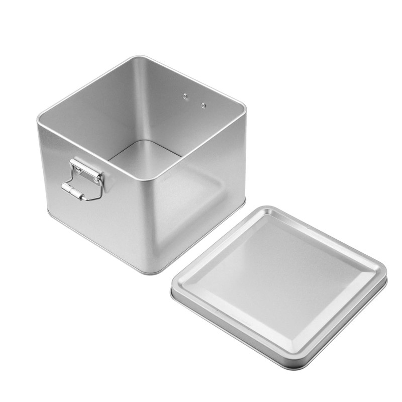 WDONAY 2 Pack Silver Tin Box Containers Metal Storage Box