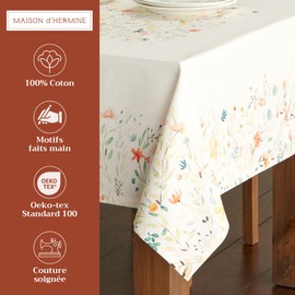 Maison d'Hermine Tablecloth, 100% Cotton, 160 cm x 220 cm, Decorative Tablecloth, Washable, Square, Tablecloths for Mother's Day Gifts, Dining, Weddings, Banquet, Buffets, Colmar - Spring/Summer