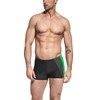 Aquarti Men's Short Swimming Trunks with Side Stripes, Black /