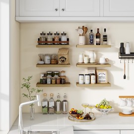 Venusmiles Floating Shelves for Wall, Wall Mounted Shelves with Invisible Brackets, 4 Small Wood Floating Wall Shelf Shelves for Living Room, Bedroom, Kitchen, (Oak, 15" W x 6" D x 1" H)