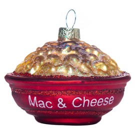 Set of 2 Mac and Cheese Glass Blown Christmas Ornaments, Food Blown Glass Ornaments for Christmas Tree Decorations