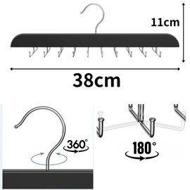 Cobalt Planet Pinch Hangers, Set of 2, 10 Pinch Type & 20 Hook Type, Stainless Steel, Width 13.8 / 14.6 inches (35 / 37 cm), Includes Swivel Hook, Skirt, Tie, Socks, Washing, Storage Hanger (Black)