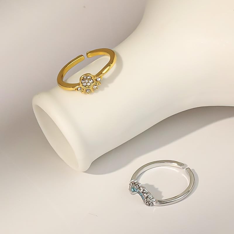 fdsmall Sun and Moon Ring Set for Him and Her